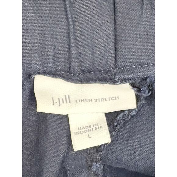 J Jill Navy Blue Linen Blend Pants Size Large Button Accents - Picture 4 of 6